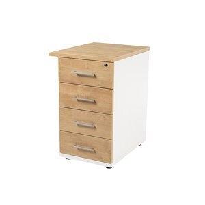 CAJONERA ROCADA 47x60x72 con 4 CAJONES ESTRUCTURA BLANCO FRONTALES ROBLE