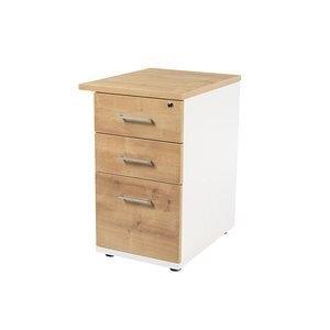 CAJONERA ROCADA 47x60x72 con 2 CAJONES + CARPETERO ESTRUCTURA BLANCO FRONTALES ROBLE
