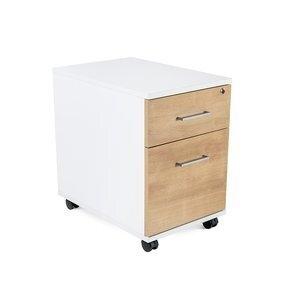 CAJONERA ROCADA con RUEDAS 40x59,5x58 con 1 CAJON + CARPETERO ESTRUCTURA BLANCO FRONTALES ROBLE