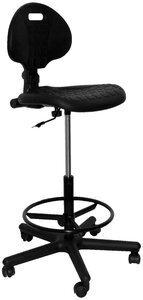 TABURETE PIQUERAS Y CRESPO PATERNA 24 H GIRATORIO REGULABLE EN ALTURA REPOSAPIES CROMADO ASIENTO Y RESPALDO POLIURETANO INYECTAD