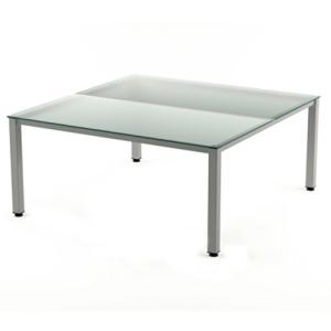 MESA ROCADA EXEC. 160x163 ALUMINIO/CRISTAL /2201AD05