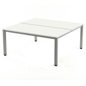 MESA ROCADA EXEC. 160x163 ALUMINIO/BLANCO /2201AD04