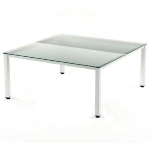 MESA ROCADA EXEC. 160x163 BLANCO/CRISTAL /2201AM05