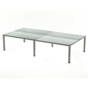 MESA ROCADA EXEC. 163x320 ALUMINIO/CRISTAL /2203AD05