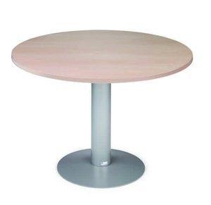 MESA ROCADA MEETING REDONDA DE JUNTAS DIAMETRO 100 cm. con PATA COLUMNA ALUMINIO TABLERO HAYA