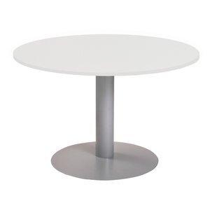 MESA ROCADA MEETING REDONDA DE JUNTAS DIAMETRO 100 cm. con PATA COLUMNA ALUMINIO TABLERO BLANCO