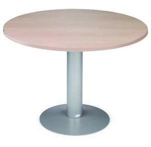 MESA ROCADA MEETING REDONDA DE JUNTAS DIAMETRO 120 cm. con PATA COLUMNA ALUMINIO TABLERO HAYA