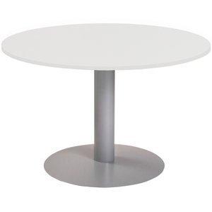 MESA ROCADA MEETING REDONDA DE JUNTAS DIAMETRO 120 cm. con PATA COLUMNA ALUMINIO TABLERO BLANCO
