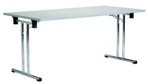 MESA ROCADA MEETING PLEGABLE 160x80 ESTRUCTURA CROMADO TABLERO MELAMINA GRIS
