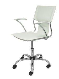 SILLA PIQUERAS Y CRESPO BOGARRA BRAZOS FIJOS MECANISMO BASICO GIRATORIA 360º ASIENTO Y RESPALDO TAPIZADOS SIMILPIEL BLANCO