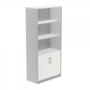 ARMARIO ROCADA CON PUERTAS BAJAS 195x90x45 ESTRUCTURA GRIS Y TAPA BLANCO