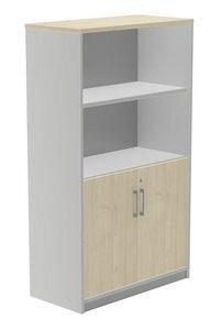 ARMARIO ROCADA CON PUERTAS BAJAS 156x90x45 ESTRUCTURA GRIS Y TAPA ROBLE