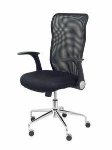 SILLA PIQUERAS Y CRESPO MINAYA BRAZOS RETRACTILES MECANISMO BASCULANTE ERGONOMICA RESPALDO MALLA TRANSPIRABLE NEGRA Y ASIENTO TA