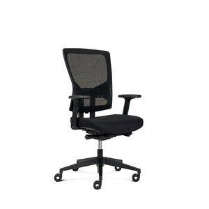 SILLA ROCADA OFICINA SOPORTE LUMBAR Y RESPALDO REGULABLE EN ALTURA TAPIZADO TELA IGNIFUGA NEGRO