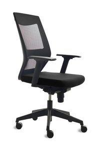SILLA ROCADA MECANISMO SINCRO SOPORTE LUMBAR RESPALDO Y BRAZOS REGULABLES EN ALTURA  TAPIZADO TELA IGNIFUGA NEGRO