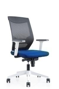 SILLA ROCADA BLANCA TAPIZADO AZUL /908W-3