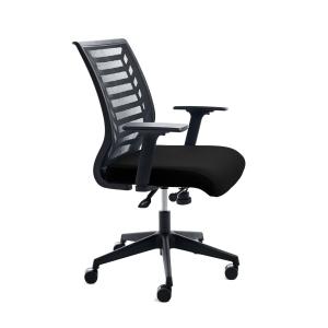 SILLA ROCADA RD-907/4 RESPALDO MALLA NEGRO CON BRAZOS Y TAPICERIA NEGRA