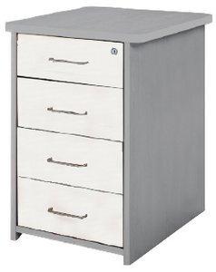 CAJONERA ROCADA 47x60x72 con 4 CAJONES ESTRUCTURA GRIS FRONTALES BLANCO