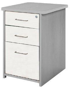 CAJONERA ROCADA 47x60x72 con 2 CAJONES + CARPETERO ESTRUCTURA GRIS FRONTALES BLANCO