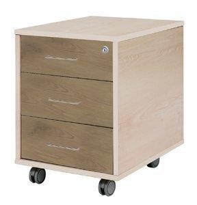 CAJONERA ROCADA con RUEDAS 40x59,5x58 con 3 CAJONES ESTRUCTURA HAYA FRONTALES ROBLE