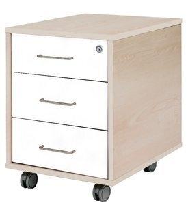 CAJONERA ROCADA con RUEDAS 40x59,5x58 con 3 CAJONES ESTRUCTURA HAYA FRONTALES BLANCO