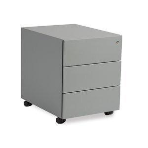 CAJONERA ROCADA con RUEDAS 42x53x58 con 3 CAJONES ESTRUCTURA Y FRONTALES METALICOS GRIS
