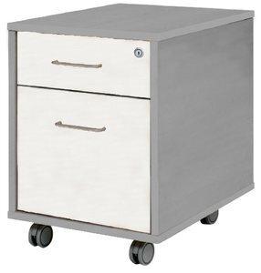 CAJONERA ROCADA con RUEDAS 40x59,5x58 con 1 CAJON + CARPETERO ESTRUCTURA GRIS FRONTALES BLANCO