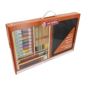 SET CREATIVO MULTITECNICAS TALENS ART CREATION DE 118 PIEZAS (Caja de  madera con: 8 pinturas acrílicas, 12 lápices de colores,