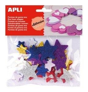 GOMA EVA APLI FORMAS ADHESIVAS con PURPURINA ESTRELLA COLOR BOLSA de 50