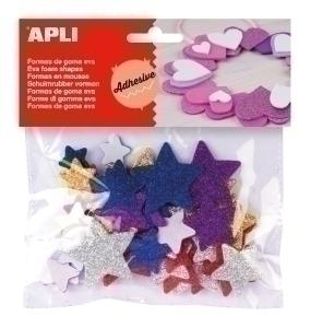 GOMA EVA APLI FORMAS ADHESIVAS PURPURINA ESTRELLA COLOR B/50 /13485