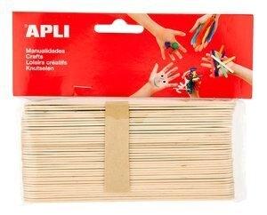 PALILLOS PLANOS APLI MADERA NATURAL JUMBO 15 cm. BOLSA de 40