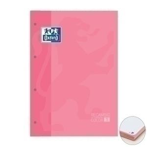 RECAMBIO OXFORD SCHOOL COLOR 1 ENCOLADO A4+ 80h 90gr 4 TALADROS CUADRIC.5x5 ROSA CHICLE (1 color de recuadro)