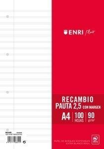 RECAMBIO ENRI PLUS A4 100h 4 TAL. PAUTADO 2,5