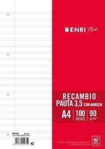 RECAMBIO ENRI PLUS A4 100h 4 TAL. PAUTADO 3,5