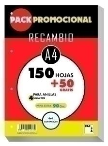 RECAMBIO PACSA A4 200H 90G 4 TAL. CD.4 /21283