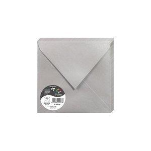 SOBRE CLAIREFONTAINE POLLEN 165x165 120g PLATA METALIZADO PAQUETE DE 20