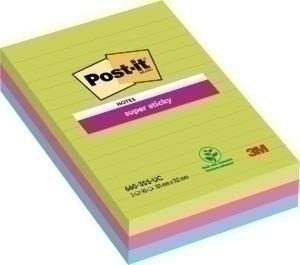 TACO NOTAS POST-IT 660 SUPER STICKY 101x152 CON LINEAS PACK de 3