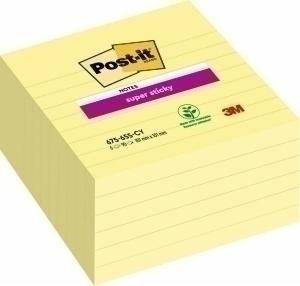 TACO NOTAS POST-IT 675 SUPER STICKY 101x101 AMARILLO CANARIO CON LINEAS PACK DE 6