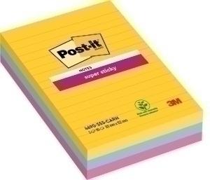 TACO NOTAS POST-IT 4690 SUPER STICKY 101x152 COLORES RIO DE JANEIRO CON LINEAS PACK DE 3