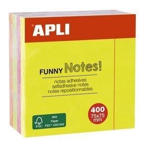 NOTAS ADHESIVAS APLI 75X75 CUBO 400h BRILLANTE (4x100h)