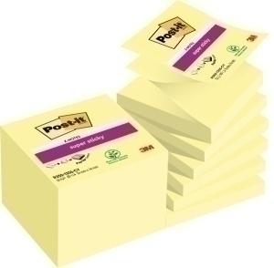 NOTAS ADHESIVAS POST-IT 90h Z NOTES  76x76 (R330) SUPER STICKY AMARILLO CANARIO PACK de 12