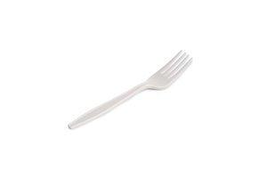 TENEDOR DE MAIZ BIODEGRADABLE 16.6cm. BLANCO PAQUETE de 50 (B03324)