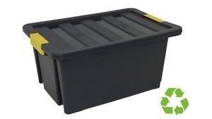 CAJA ALMACENAMIENTO A.2000 CON TAPA 55 LITROS DE PP 100% RECICLABLE APILABLE NEGRA