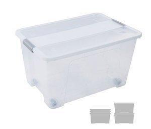 CAJA ALMACENAMIENTO A.2000 CON TAPA Y RUEDAS 52 LITROS DE PP APILABLE CRISTAL TRANSPARENTE