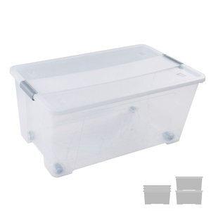 CAJA ALMACENAMIENTO A.2000 CON TAPA Y RUEDAS 61 LITROS DE PP APILABLE CRISTAL TRANSPARENTE