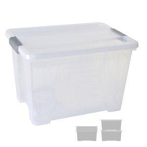 CAJA ALMACENAMIENTO A.2000 CON TAPA 20 LITROS DE PP APILABLE CRISTAL TRANSPARENTE