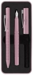 JUEGO BOLIGRAFO+PLUMA FABER-CASTELL GRIP 2010 (M) SOMBRA ROSA