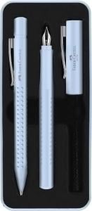 JUEGO BOLIGRAFO+PLUMA FABER-CASTELL GRIP 2010 (M) SKY BLUE