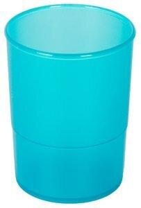 PORTA LAPICES PLASTICO REDONDO TRASLUCIDO AZUL