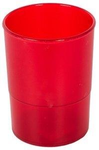 PORTA LAPICES PLASTICO REDONDO TRASLUCIDO ROJO
